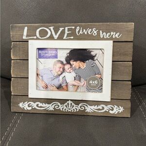 Love Lives Here Wooden Photo Frame